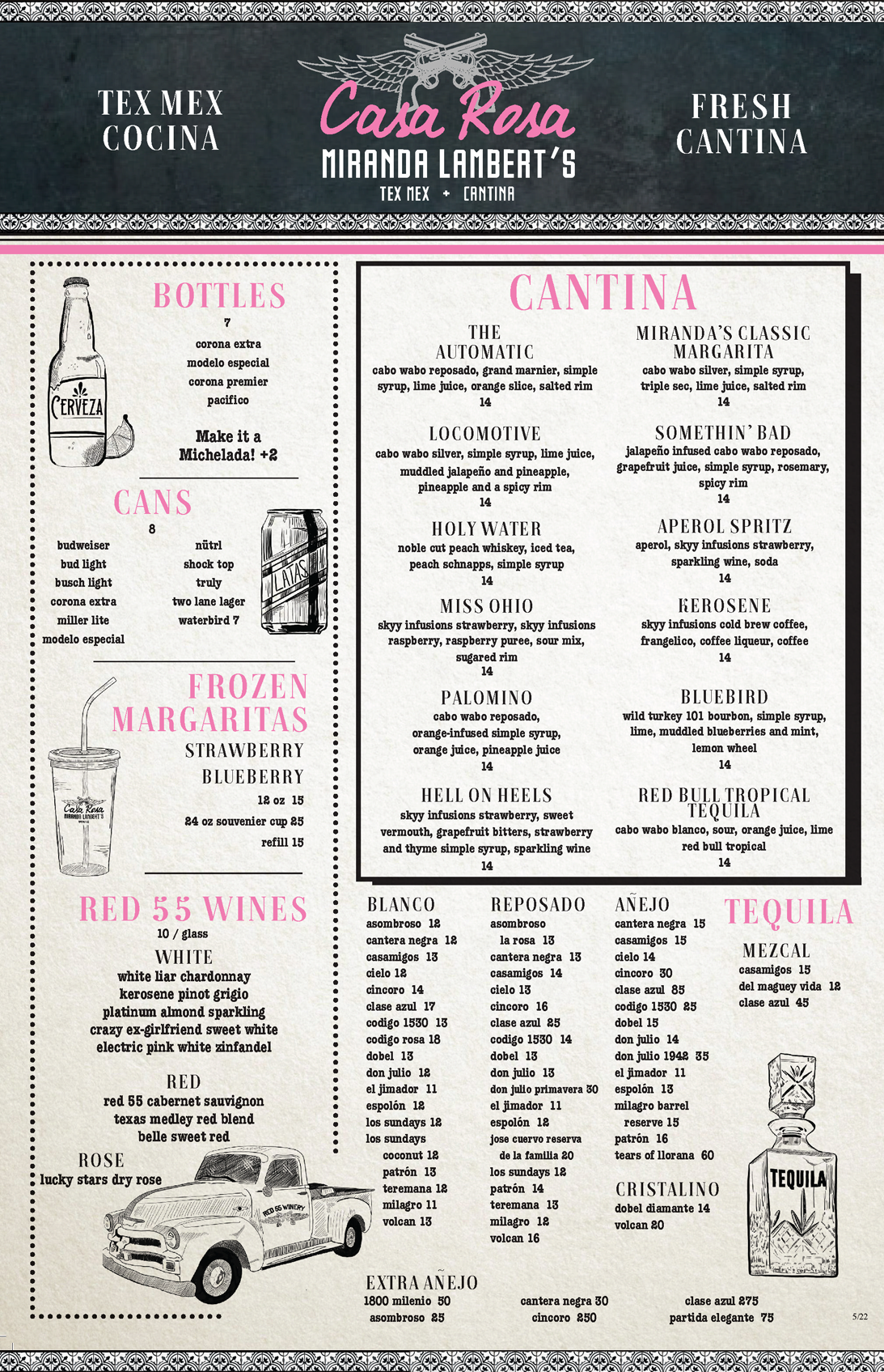 Casa Rosa Drink Menu