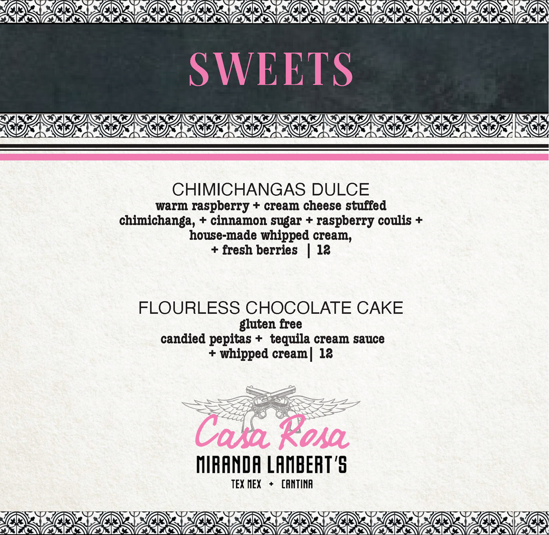 Casa Rosa Dessert Menu